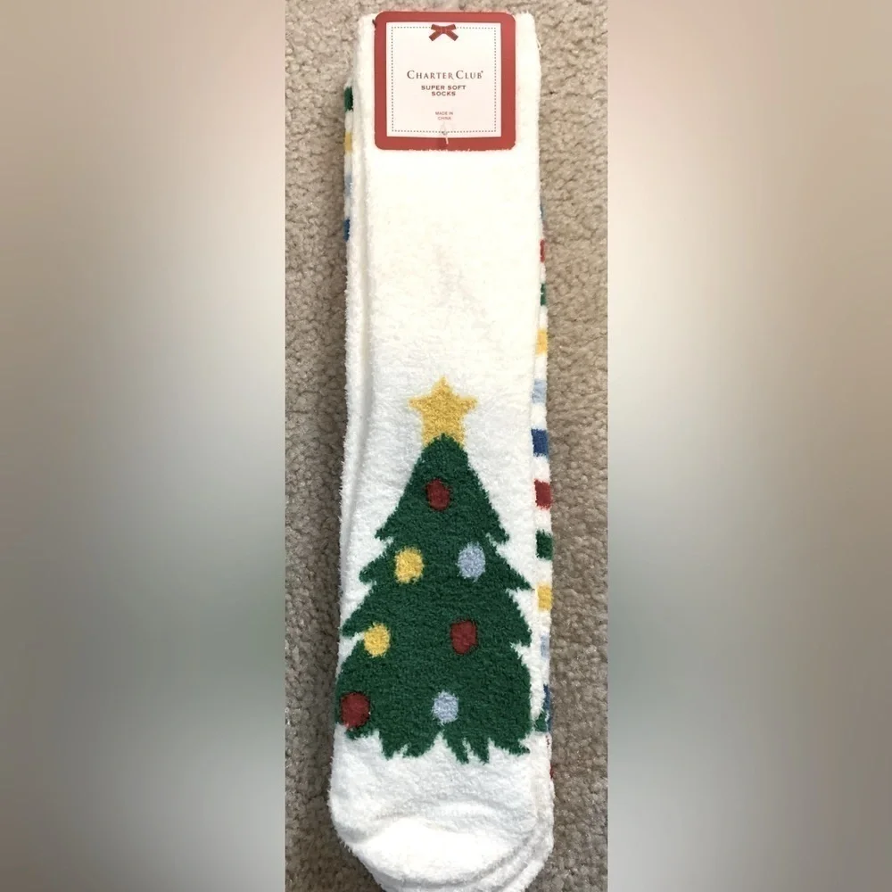 NWT 2 pair Charter Club‎ Women Super Soft Socks Christmas Shoe Size 6-10